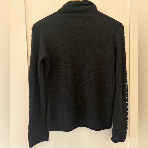 ZADIG & VOLTAIRE | dark gray wool cashmere turtleneck with studs down arms XS - Picture 6 of 12